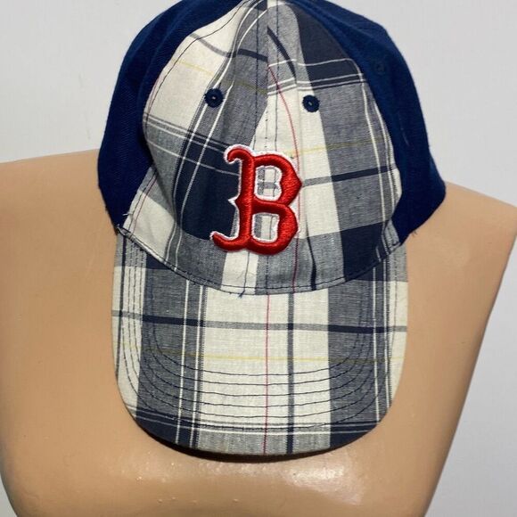 Men's Multicolor Boston Red Plaid 100% Cotton Baseball Cap Hat Adjustable - Picture 1 of 9